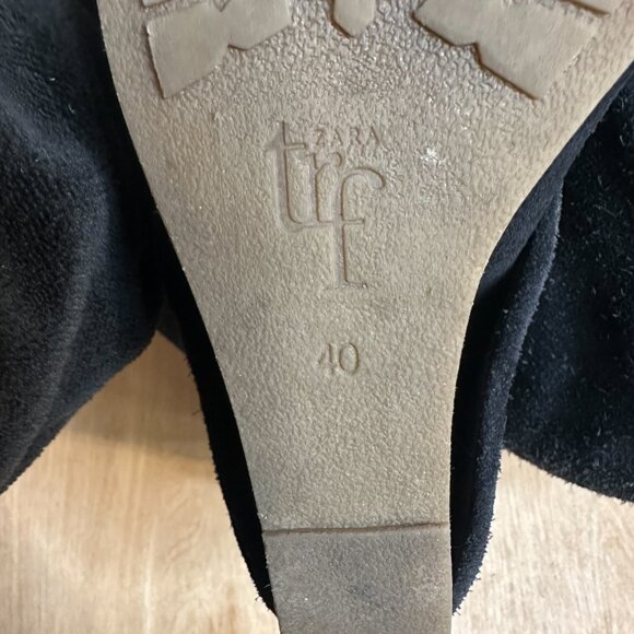 Black suede, mid-calf, wedge heel, straight or slouch boots, size 10 - Picture 6 of 9